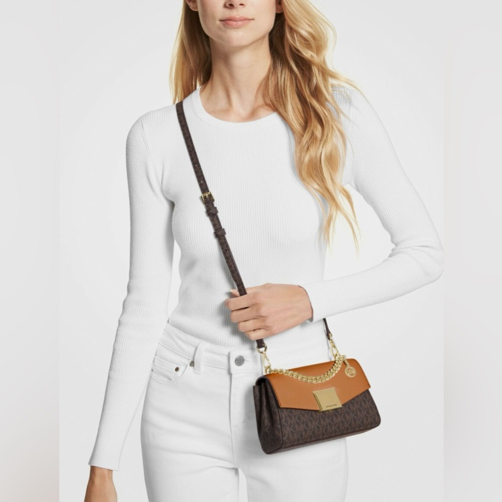NWT Michael Kors Lita Small Logo & Leather Crossbody Bag